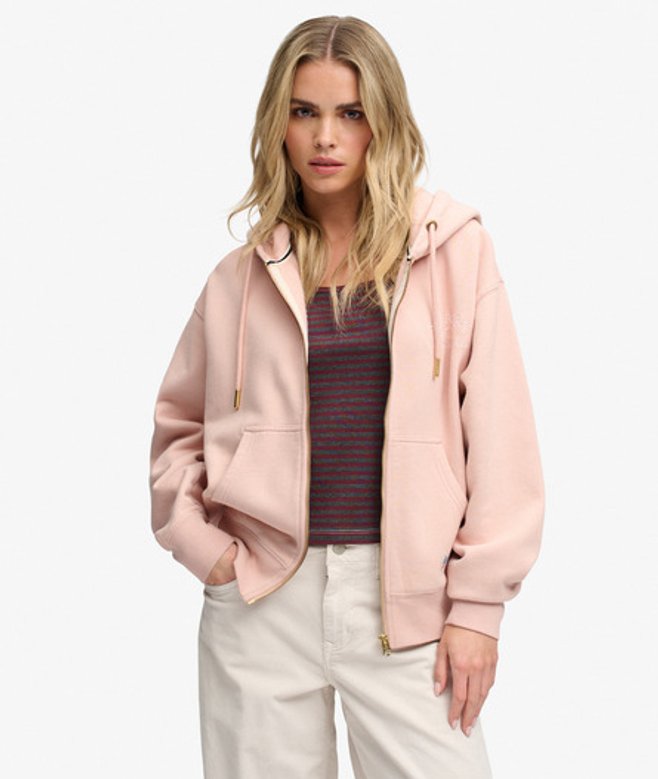 Superdry Luxe Casual Zip Hoodie Pink