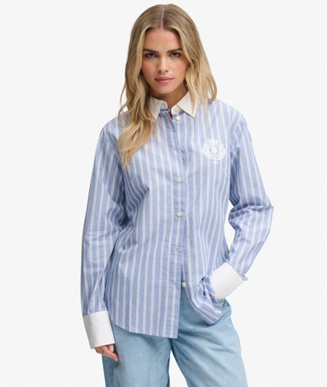 Poplin Overhemd Met Gestreepte Manchetten