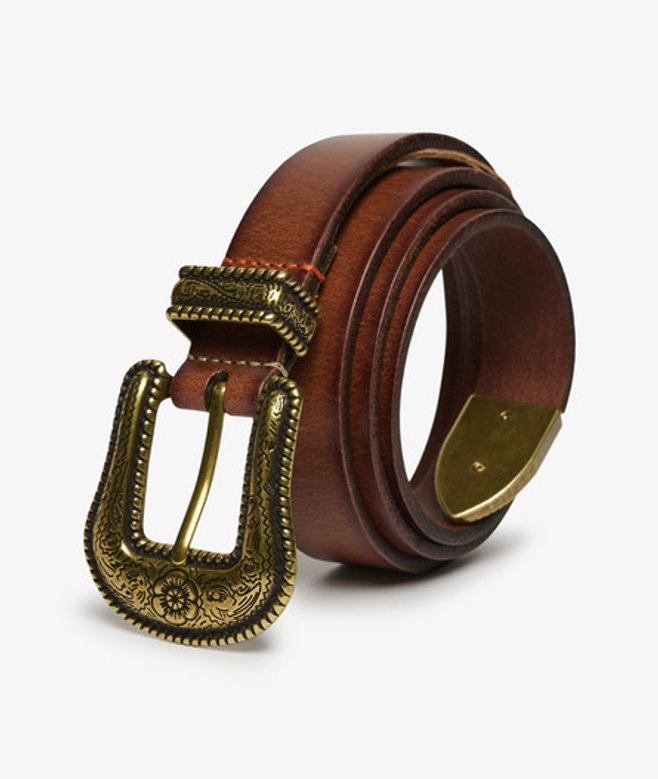 Skinny Western Leren Riem Normale Pasvorm