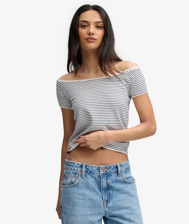 Bardot Off-shoulder Top Slanke Pasvorm