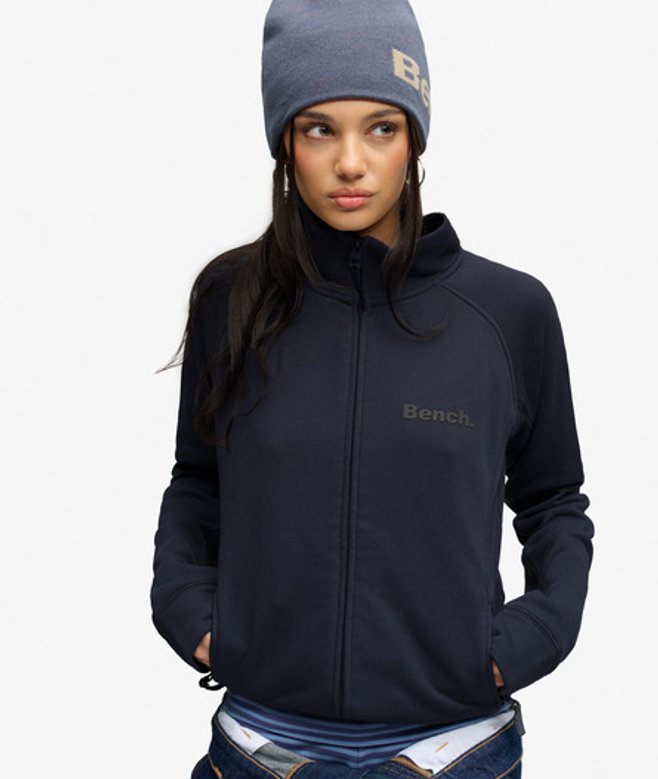 Superdry Damen Bench Sweatshirt mit Hohem Kragen Navy - Größe: L