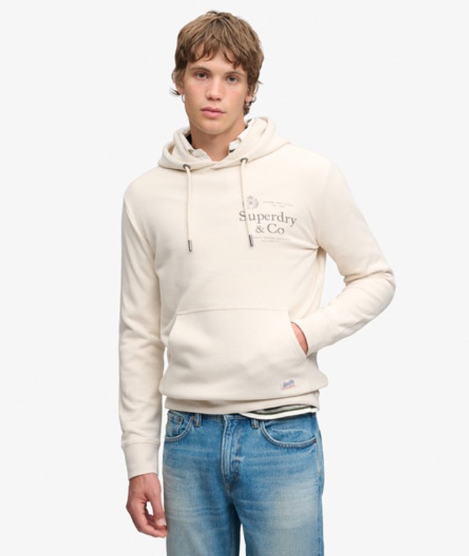 Superdry 1954 Company Relaxed Hoodie Cr&egrave;me