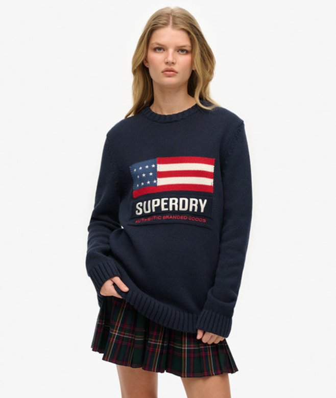 Oversized Vintage Athletic Gebreide Trui