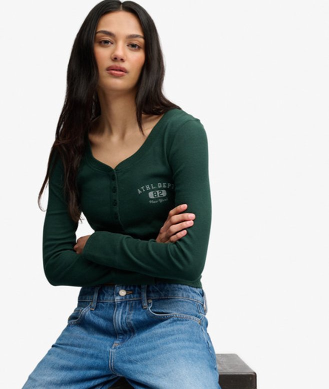 Athletic Button Down Longsleeve Top
