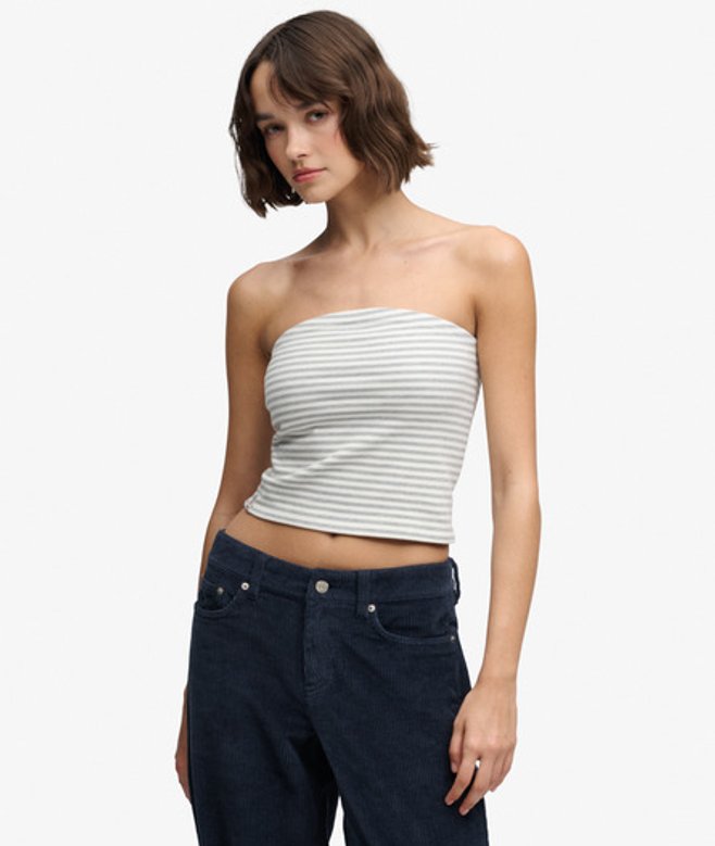 Athletic Essentials Gestreepte Jersey Bandeau Top