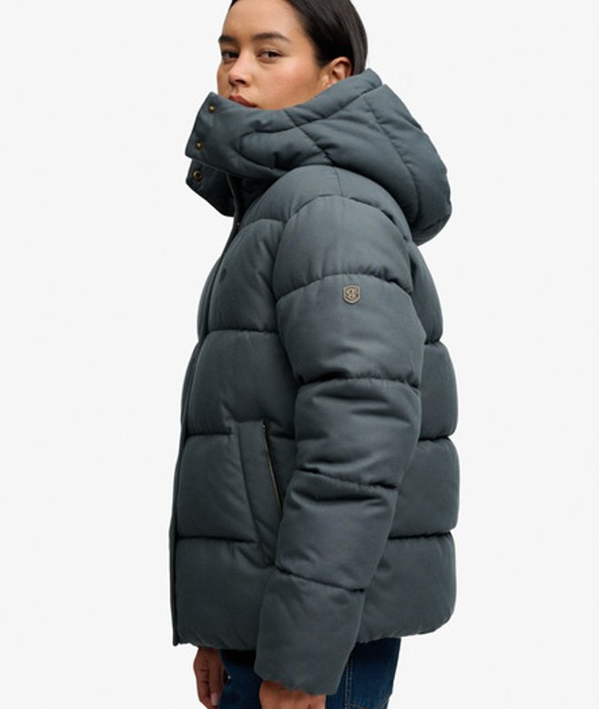 Premium Geruite Puffer Jas met Capuchon