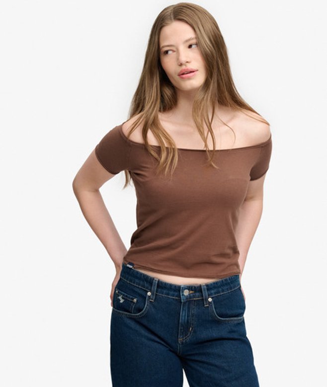 Bardot Off-shoulder Top Slanke Pasvorm