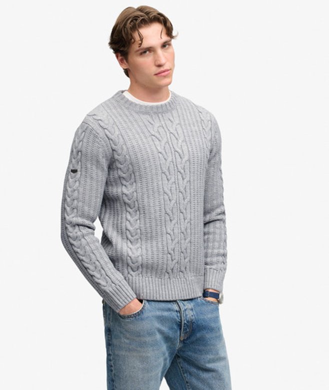 Superdry Homme Pull Jacob en Maille Torsadée