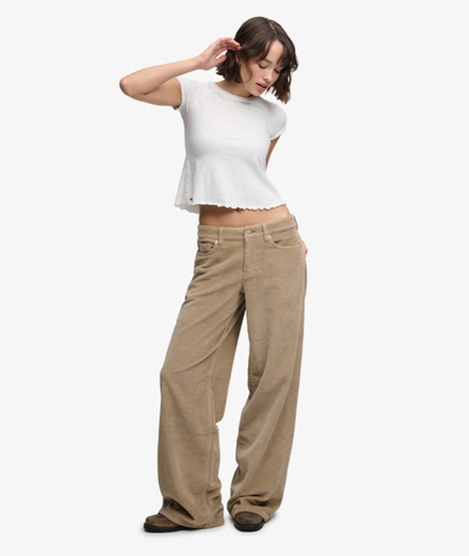 Mid Rise Baggy Jumbo Corduroy Broek