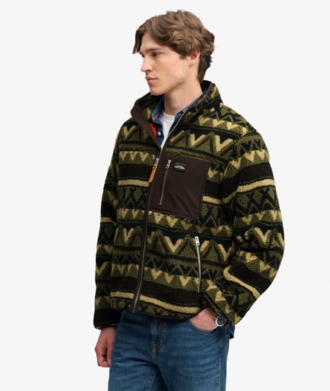Abstract Fleece Zip Through Jas