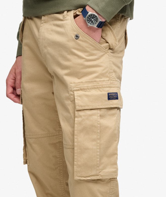 Slim Taper Cargobroek Slanke Pasvorm Beige Grootte: 34/34