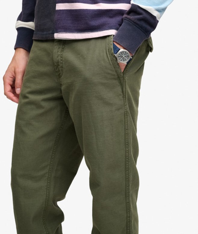 Tapered Gewassen Chino Broek Taps Toelopend