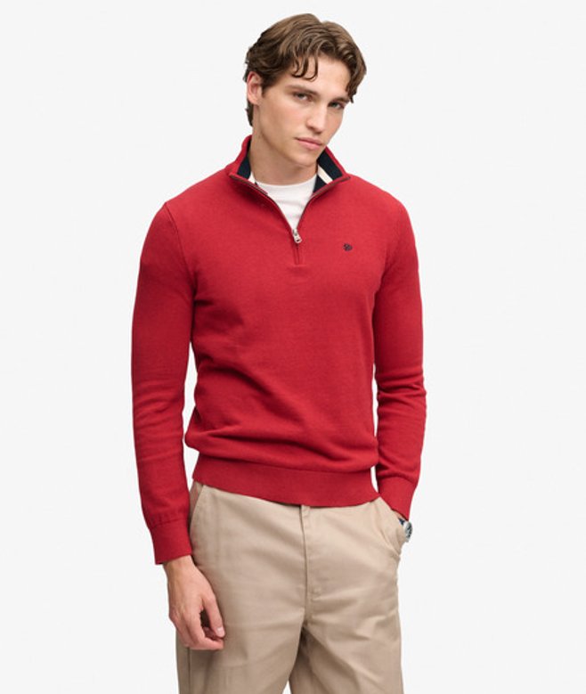 Preppy Essential Katoenen Halve Rits Trui
