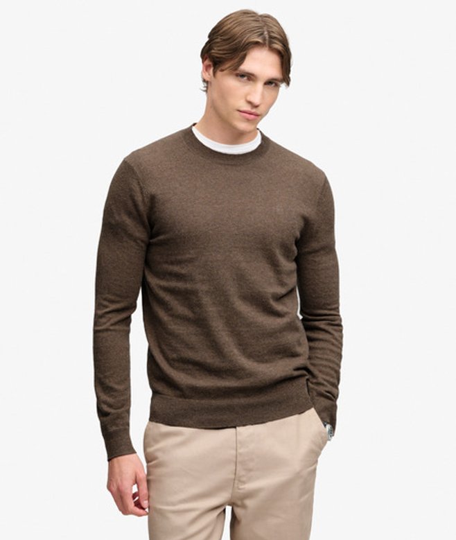Essential Lichtgewicht Wollen Mix Trui Brown Grootte: L