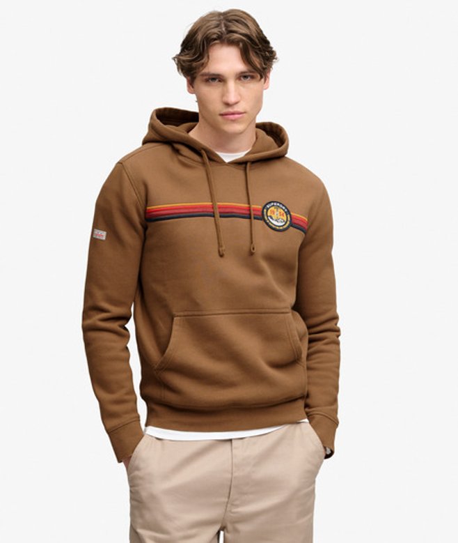 Superdry Outdoors Stripe Logo Hoodie Relaxed Pasvorm Brown