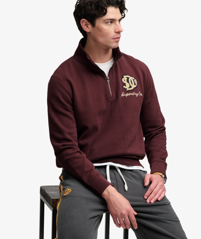 Vintage Athletic Half Zip Sweatshirt Relaxed Pasvorm
