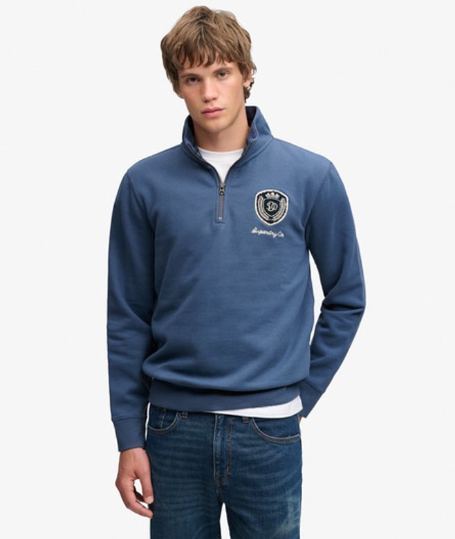 Vintage Athletic Half Zip Sweatshirt Relaxed Pasvorm