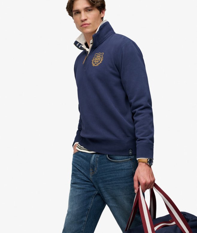 Gothic Varsity Half Zip Sweater Relaxed Pasvorm