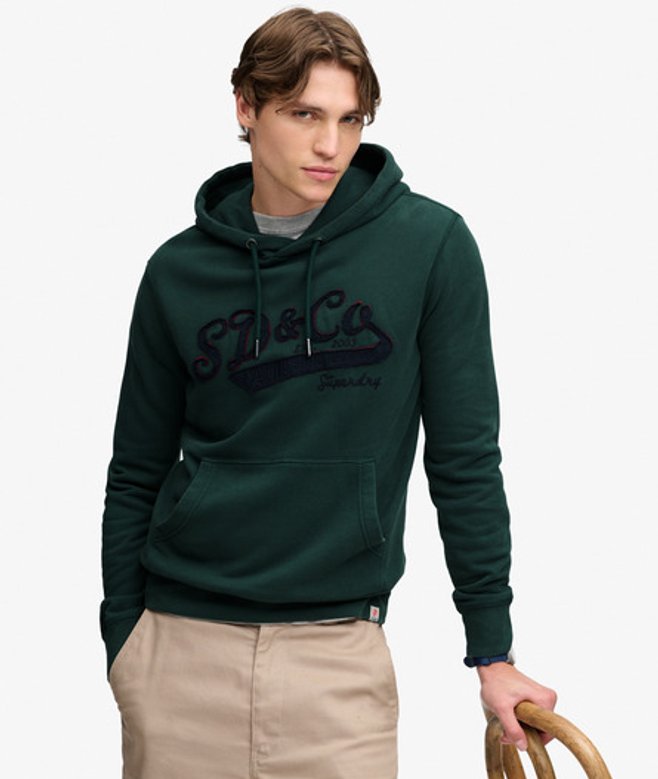 Sd & co Washed Embroidered Hoodie Relaxed Pasvorm