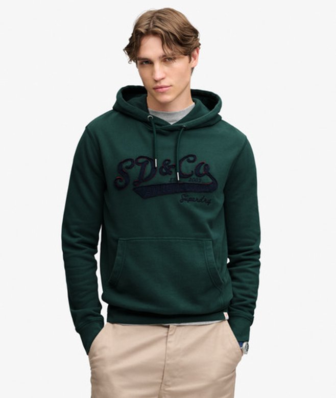 Superdry Sd & co Washed Embroidered Hoodie Relaxed Pasvorm Green
