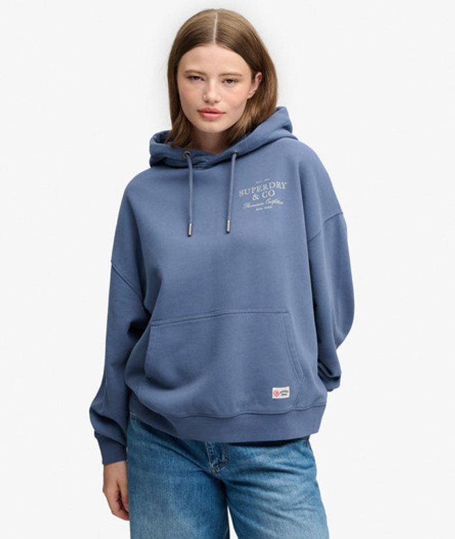 Superdry Luxe Casual Hoodie Relaxed Pasvorm Blue