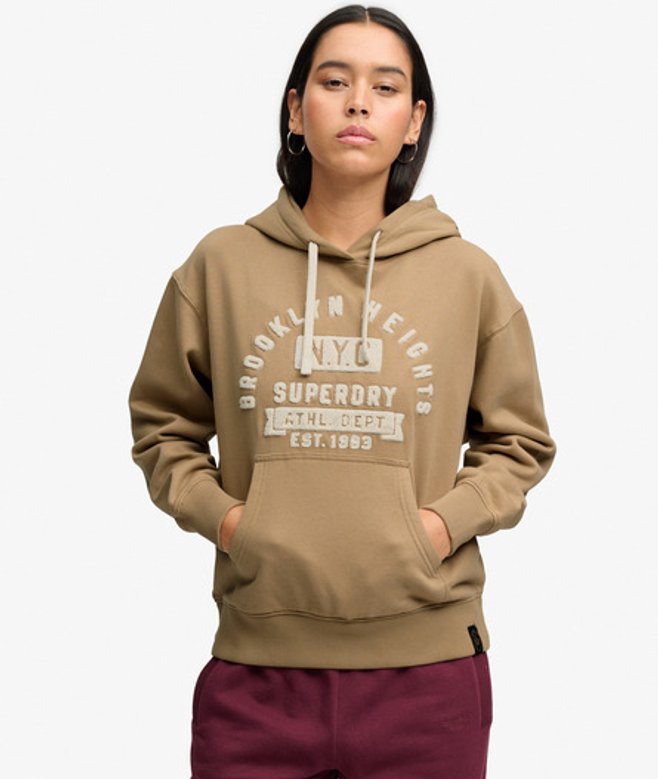 Superdry Vintage Prep Chenille Hoodie Relaxed Pasvorm Beige