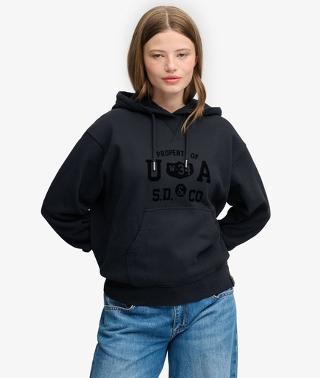 Athletic Flock Hoodie Relaxed Pasvorm