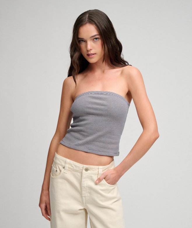 Athletic Essentials Gestreepte Jersey Bandeau Top