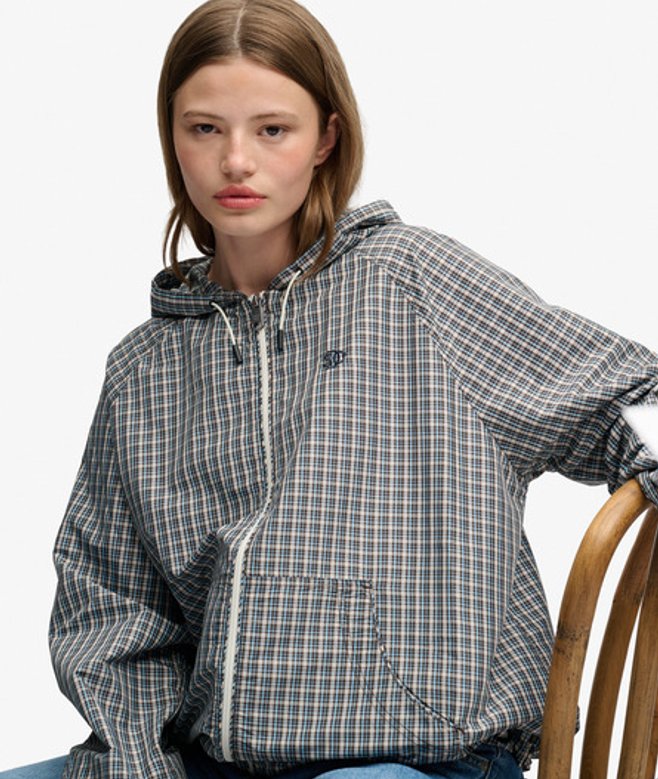 Geruite Raglan Windbreaker Jas Relaxed Pasvorm