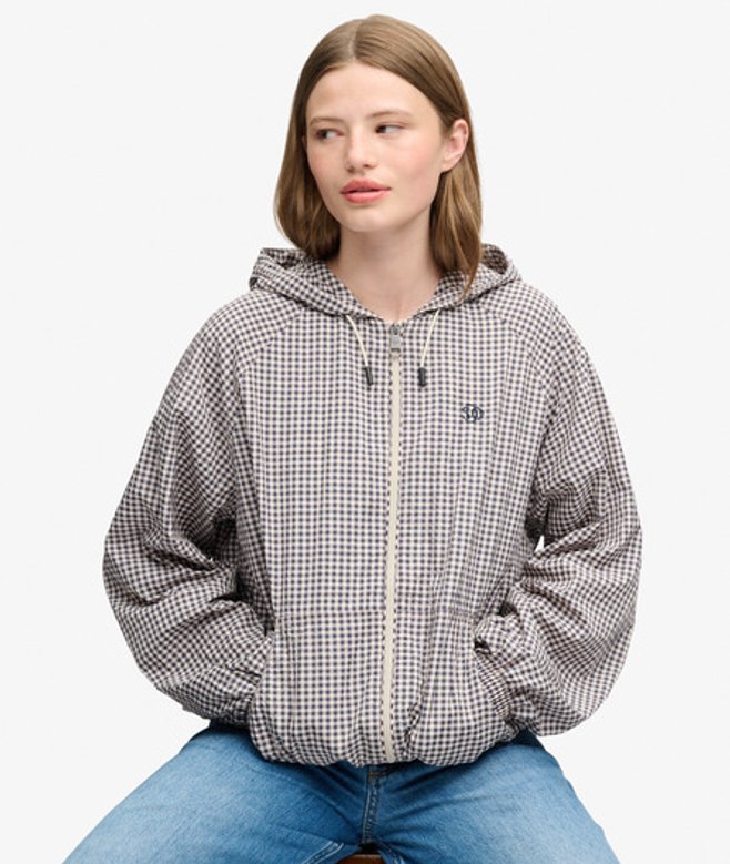 Geruite Raglan Windbreaker Jas Relaxed Pasvorm