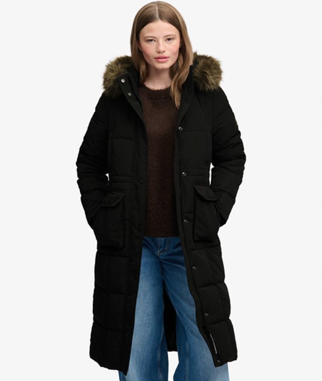 Everest Longline Puffer Jas Slanke Pasvorm