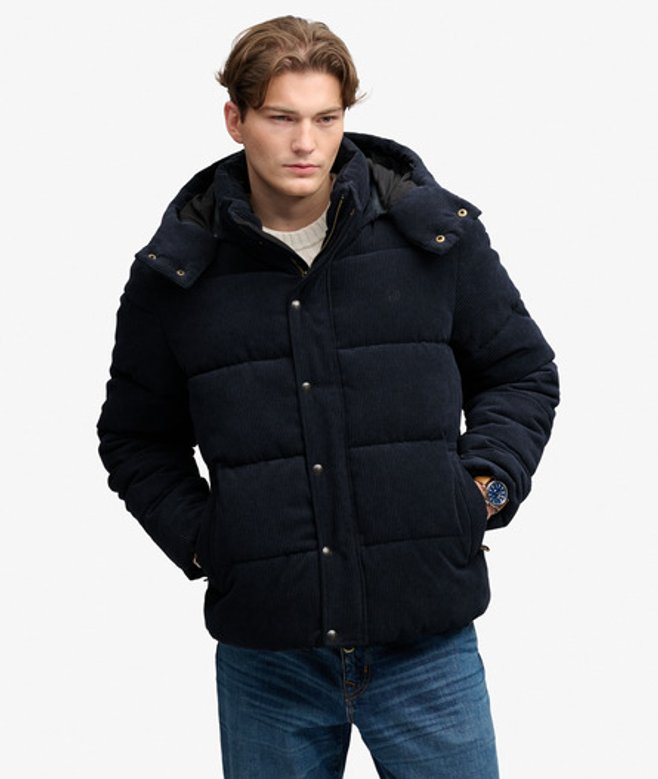 Premium Hooded Cord Puffer Jas