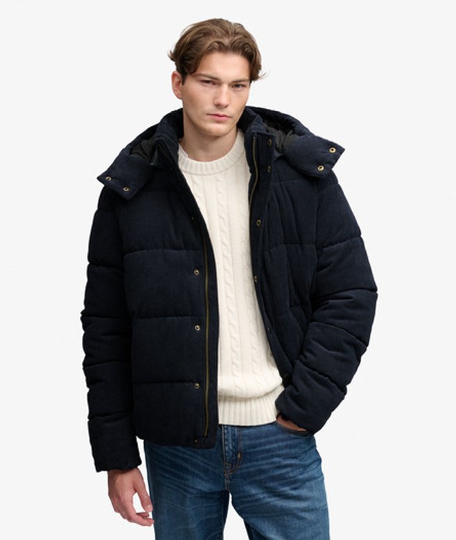 Premium Hooded Cord Puffer Jas