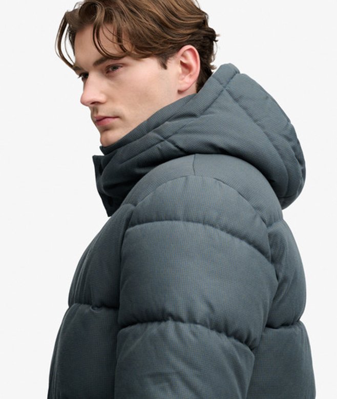 Premium Geruite Puffer Jas met Capuchon