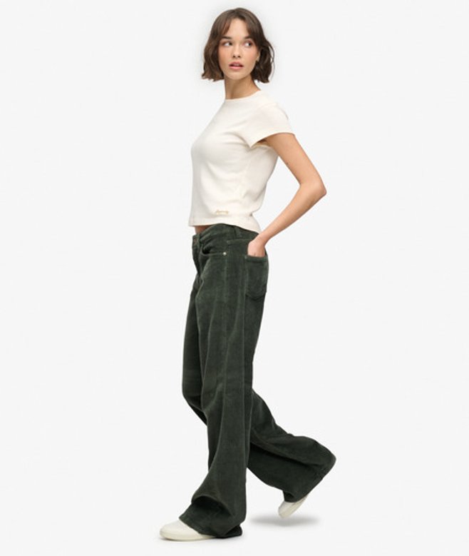Mid Rise Baggy Jumbo Corduroy Broek