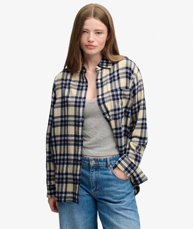 Flanellen Boyfriend Blouse Oversized Pasvorm