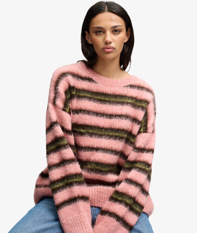 Slouchy Gestreepte Gebreide Trui Relaxed Pasvorm