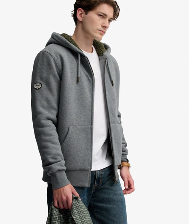 Borg Gevoerde Hoodie met Rits