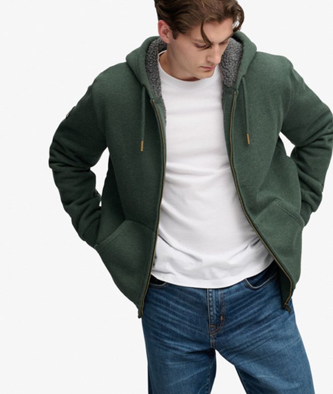 Borg Gevoerde Hoodie met Rits