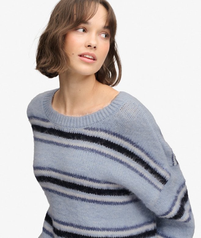 Slouchy Gestreepte Gebreide Trui Relaxed Pasvorm