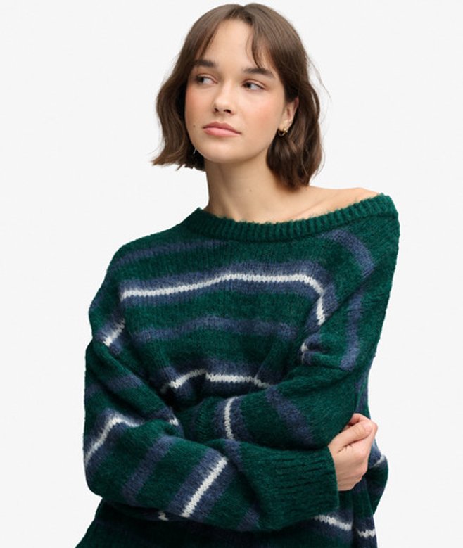 Slouchy Gestreepte Gebreide Trui Relaxed Pasvorm