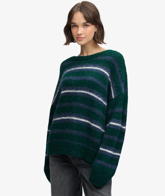 Slouchy Gestreepte Gebreide Trui Relaxed Pasvorm