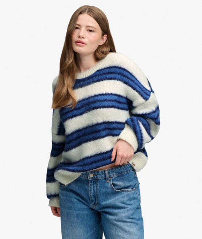 Slouchy Gestreepte Gebreide Trui Relaxed Pasvorm