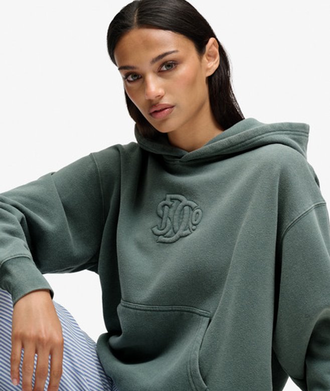 Superdry Sd & co Monogram Hoodie Relaxed Pasvorm Green
