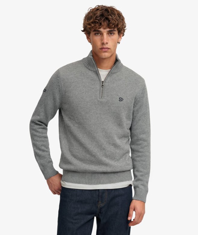Katoenen Half Zip Trui Slanke Pasvorm
