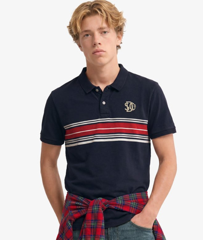 Vintage Stripe Jersey Poloshirt Relaxed Pasvorm