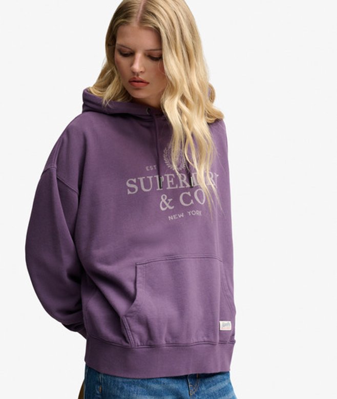 Superdry Femme Sweat à Capuche Luxe Casual Coupe Décontractée
