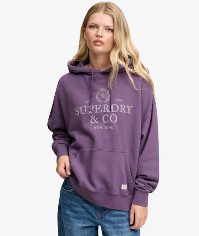 Superdry Luxe Casual Relaxed Hoodie Purple