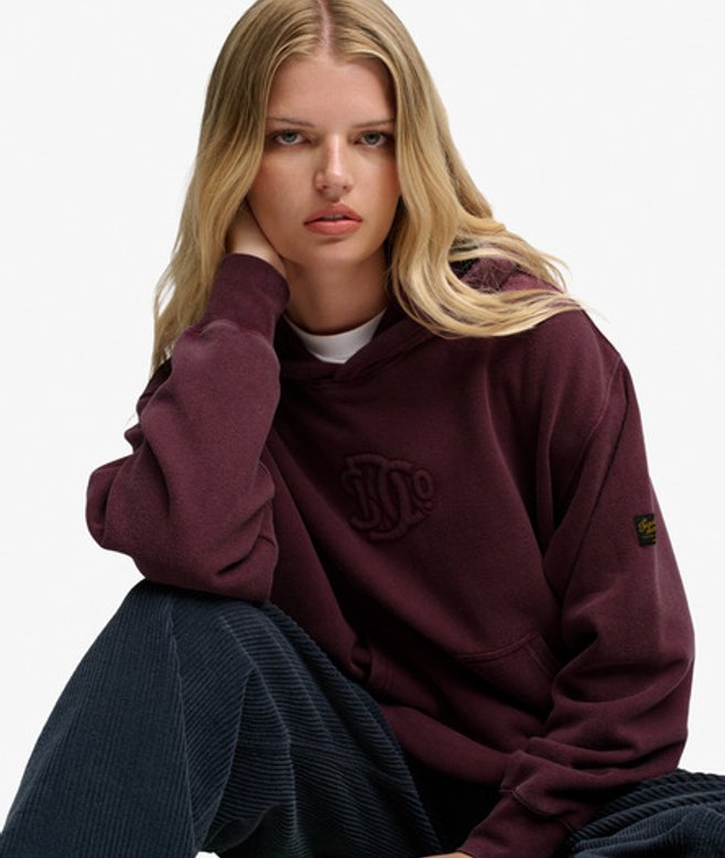 Superdry Sd & co Monogram Hoodie Relaxed Pasvorm Purple