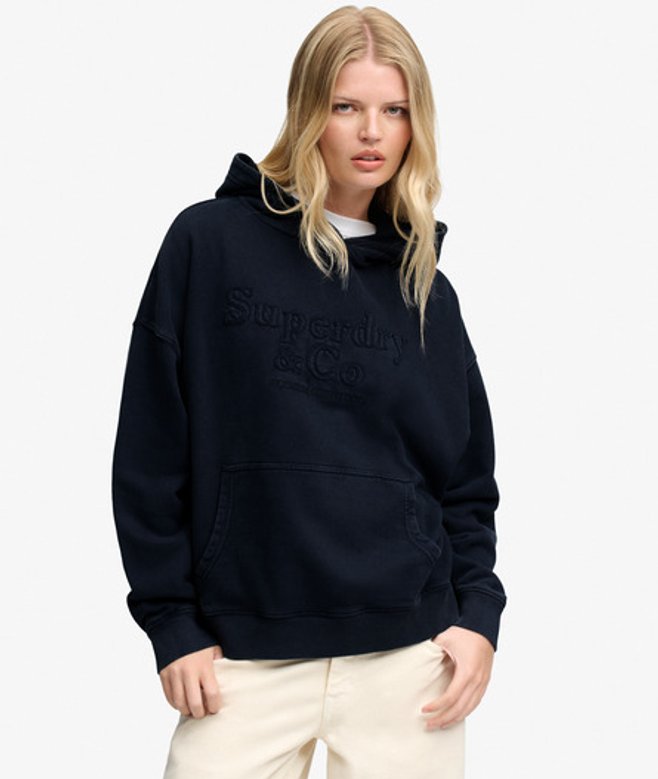 Company Logo Self Applique Hoodie Relaxed Pasvorm